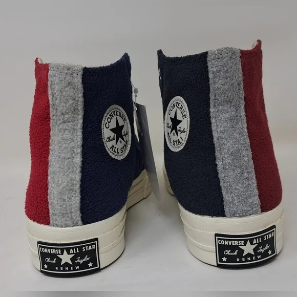 Converse Womens Chuck  70 Hi Top Upcycle Fleece 172267C Red Blue Black Gray 6 US - Picture 7 of 11